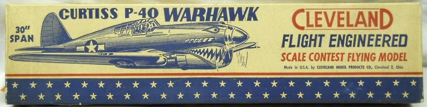 Cleveland Curtiss P-40 Warhawk - 30 Inch Wingspan Rubber-Powered Flying Aircraft, IT-77 plastic model kit